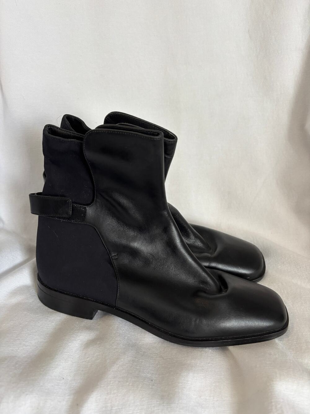 Via Spiga Boots Womens 8.5 M Shoes Black Leather Career Square Toe Y2K Classic
